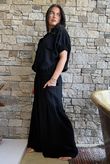 Basso Button Drape Cap Sleeve Shirt Black